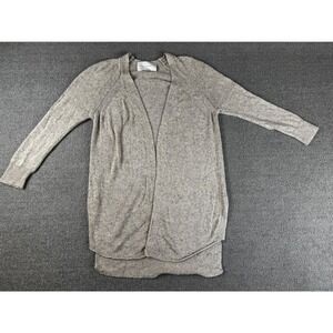 Brochu Walker Cardigan Womens Medium Clove Beige Heather Linen Blend Open Front